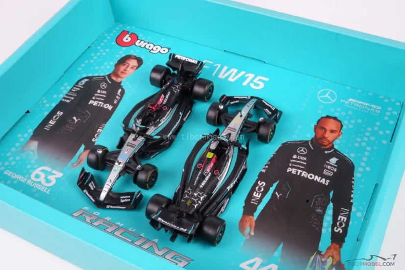 Mercedes W15 Hamilton + Russell (2024), dvojbalení, 1:43 BBurago