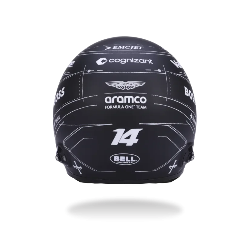 Fernando Alonso 2026 Spanish GP, Aston Martin helmet, 1:2 Bell
