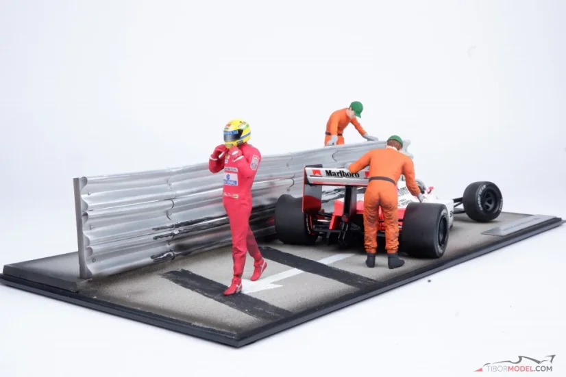 Diorama McLaren MP4/4 - A. Senna nehoda VC Monaka 1988, 1:18