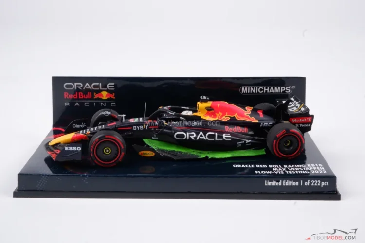 Red Bull RB18 - Max Verstappen (2022), testy s flow-vis, 1:43 Minichamps