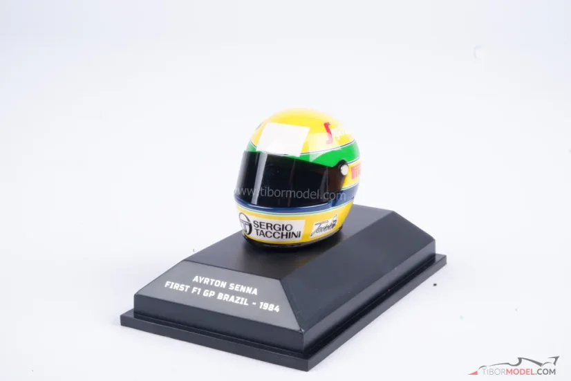 Ayrton Senna 1984 Toleman přilba, debut v F1, 1:8 Minichamps