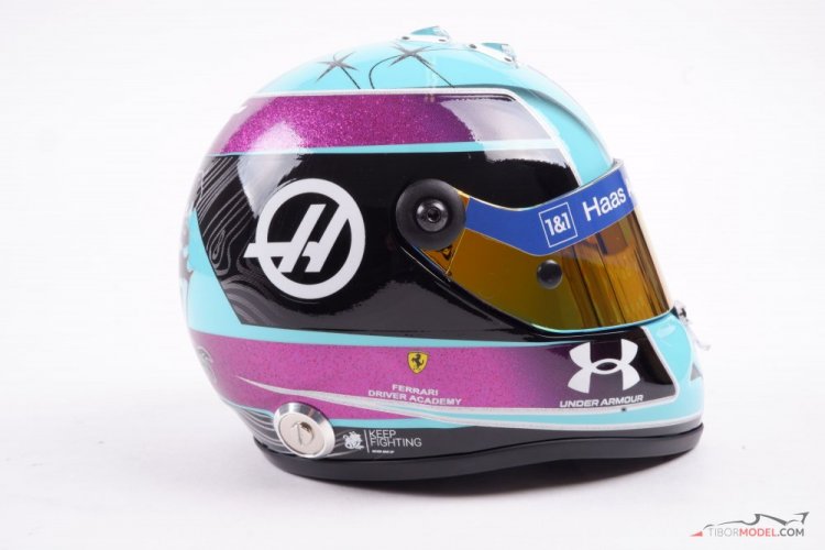 Mick Schumacher 2022 Miami GP Haas helmet, 1:2 Schuberth