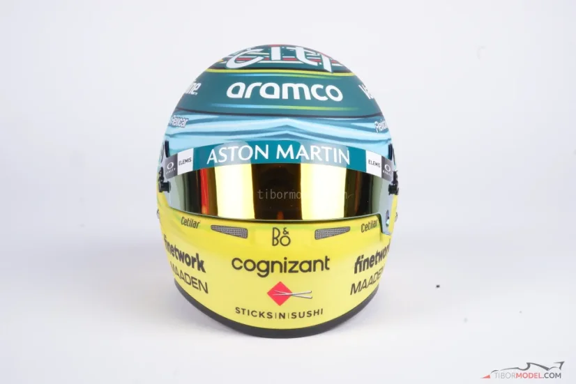 Fernando Alonso 2025 Szaúdi Nagydíj mini sisak, Aston Martin, 1:2 Bell