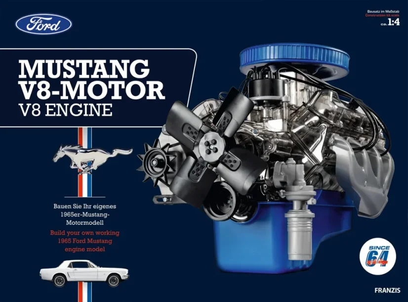 Ford Mustang V8 motor - stavebnica funkčného modelu motora v mierke 1:3