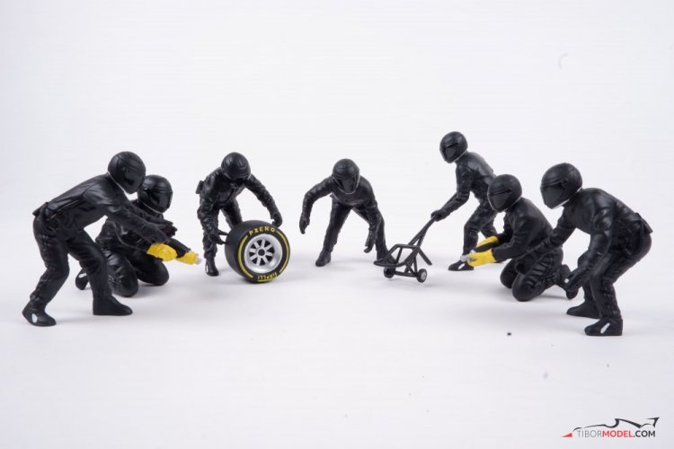  Formula One F1 Pit Crew 7 Figurine Set Team Black