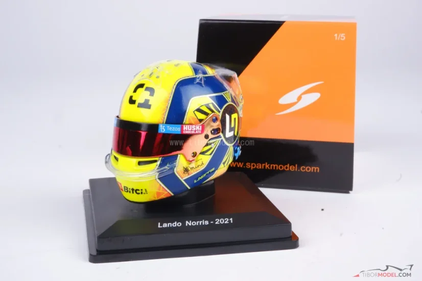 Lando Norris 2021 mini helmet, McLaren F1 Team, 1:5 Spark