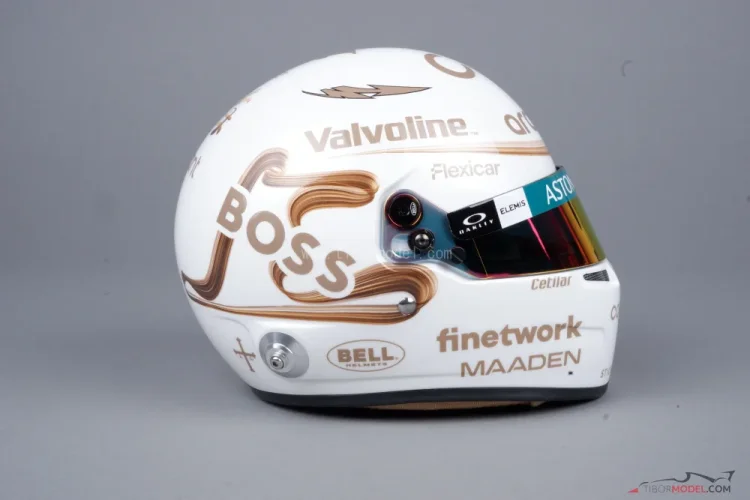 Fernando Alonso 2025 VC Číny mini prilba, Aston Martin, 1:2 Bell