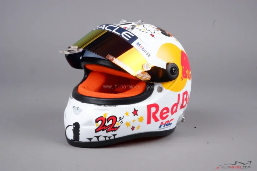 Yuki Tsunoda 2025 mini helmet, Red Bull, 1:2 Schuberth