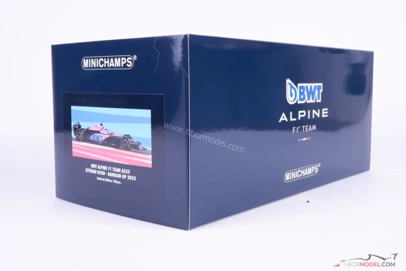 Alpine A523 - Esteban Ocon (2023), VC Bahrajnu, 1:18 Minichamps
