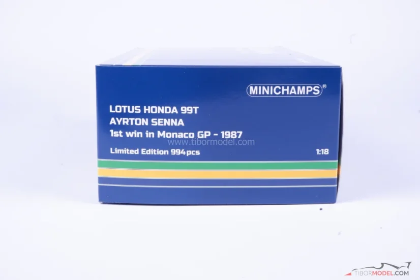 Lotus Honda 99T - Ayrton Senna (1987), 1st win at Monaco, dirty version, 1:18 Minichamps