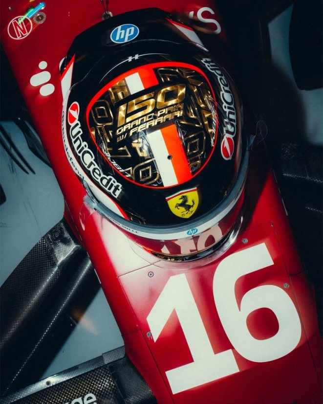 Charles Leclerc 2025 Abu Dhabi GP mini helmet, Ferrari, 1:5 Looksmart Charles Leclerc 2025 Abu Dhabi GP mini helmet, Ferrari, 1:5 Looksmart