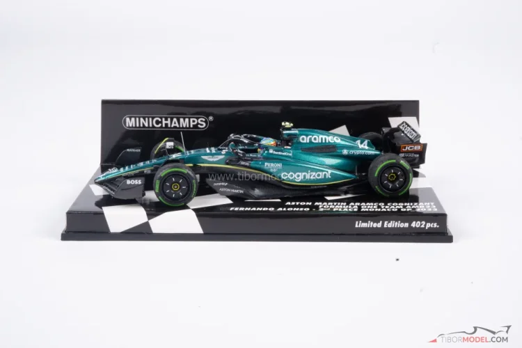 Aston Martin AMR23 - Fernando Alonso (2023), 2. místo Monako, 1:43 Minichamps