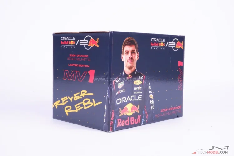Max Verstappen 2024 narancssárga mini sisak , Red Bull, 1:2 Schuberth