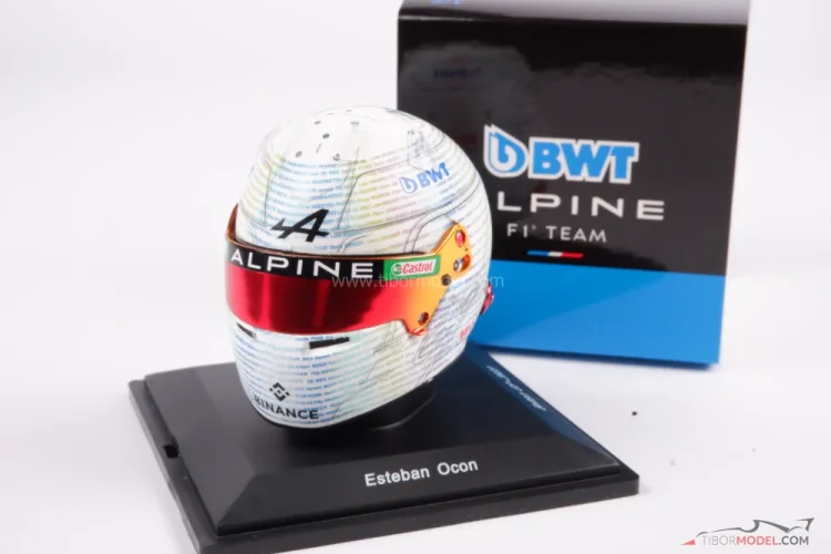 Esteban Ocon 2023, British GP Alpine helmet, 1:5 Spark