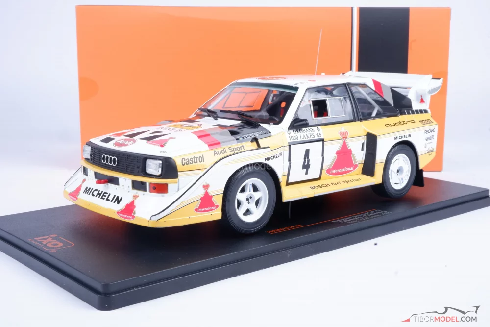 Model car Audi Quattro Rally Blomqvist 1985, 1:18 Ixo | Tibormodel 