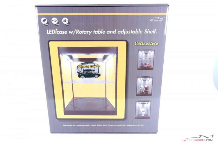 Display case with LED lights and rotary table, Triple9