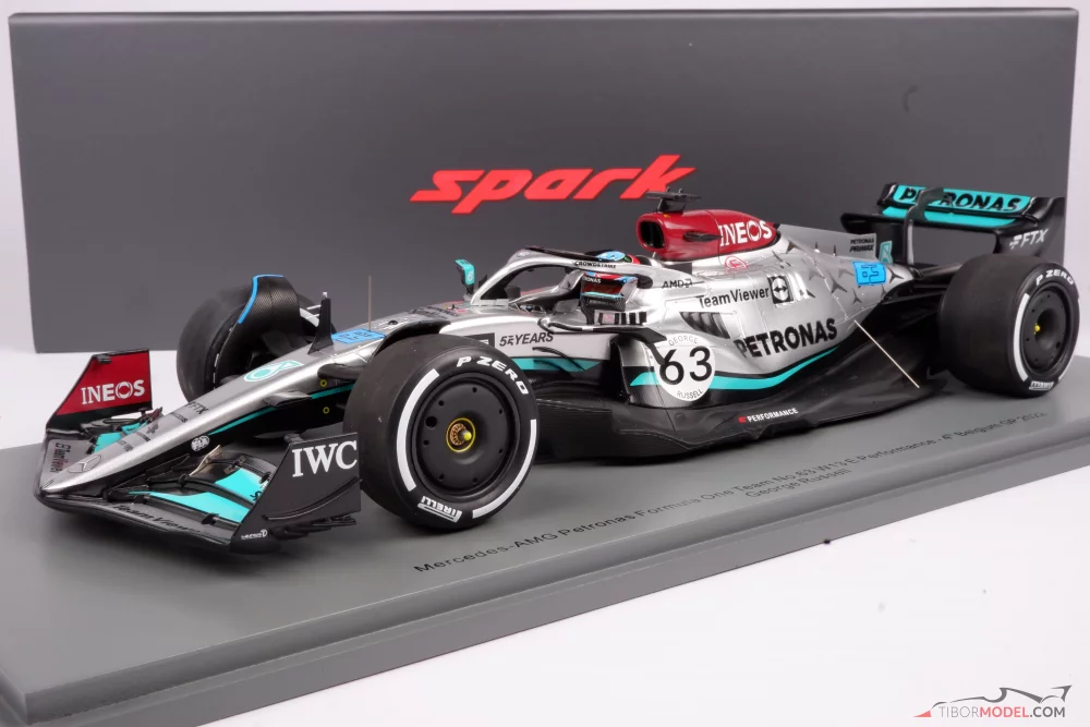 Model car Mercedes W13 Russell 2022, 1:18 Spark | Tibormodel.com