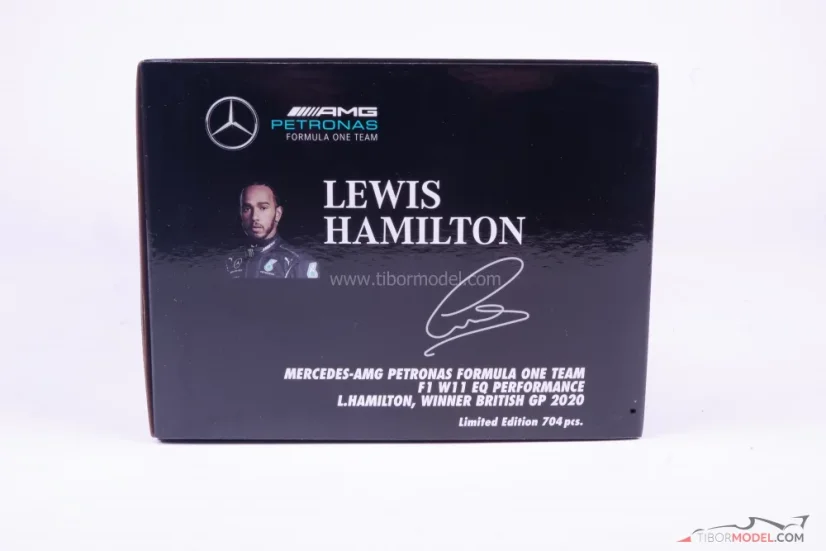 Mercedes W11 - Lewis Hamilton (2020), British GP, with flat tyre, 1:18 Minichamps