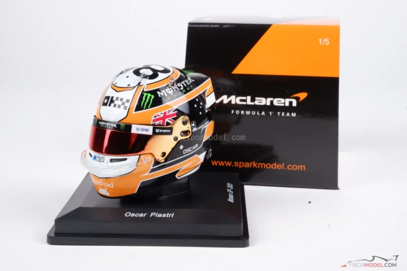 Oscar Piastri 2025 Monaco GP mini helmet, McLaren, 1:5 Spark