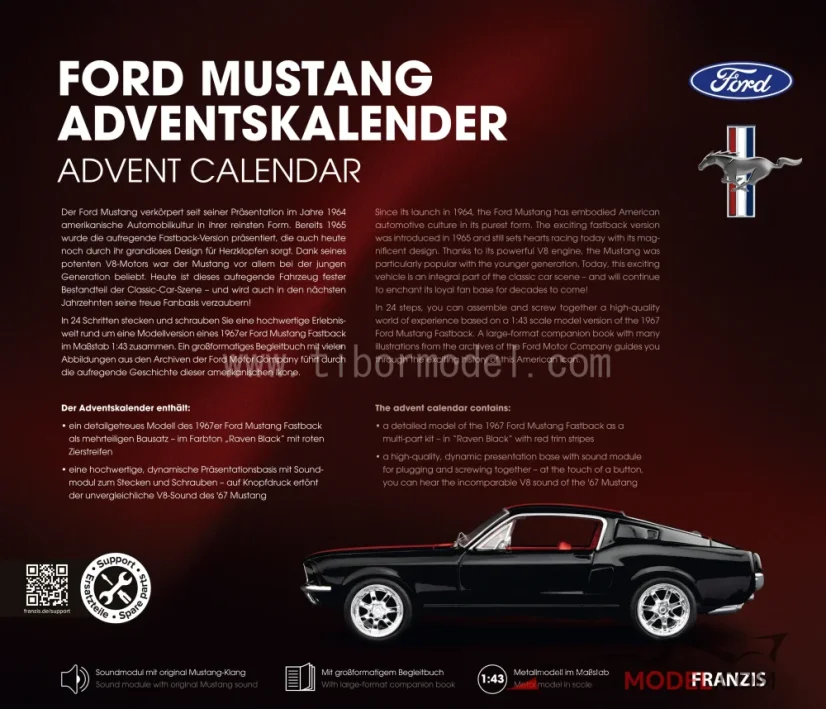 Ford Mustang stavebnica - Adventný kalendár
