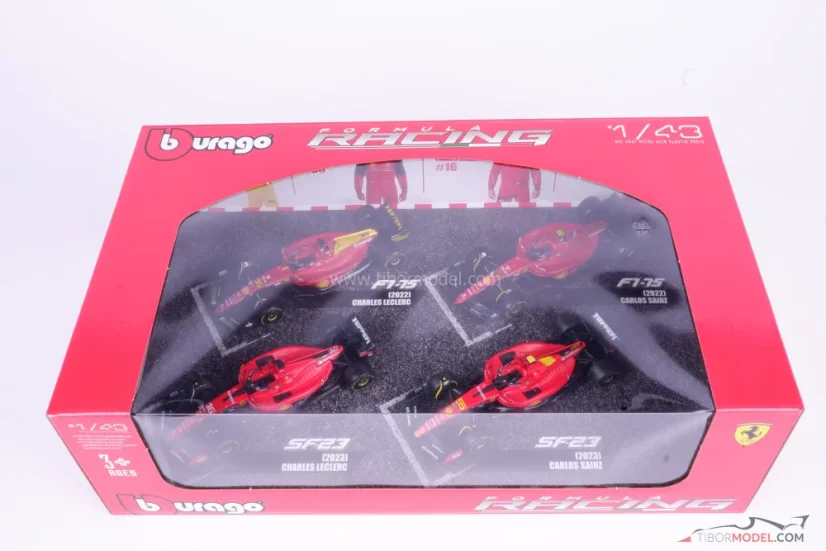 Ferrari Leclerc Sainz 2022-2023, ajándékcsomagolás, 1:43 BBurago