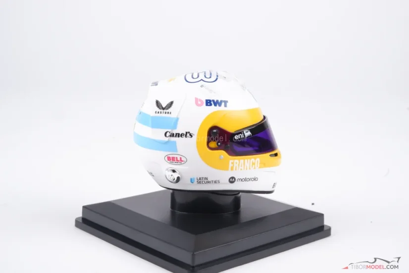 Franco Colapinto 2025 US GP mini helmet, Alpine F1 Team helmet, 1:5 Spark