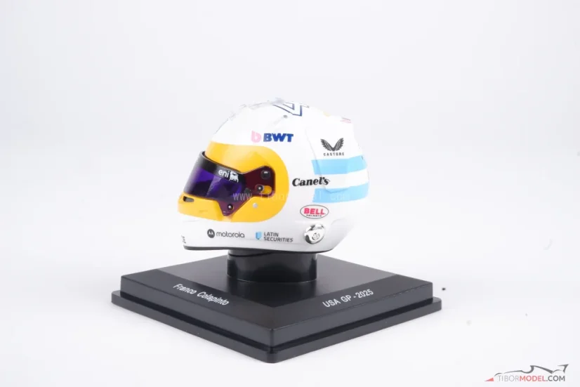 Franco Colapinto 2025 US GP mini helmet, Alpine F1 Team helmet, 1:5 Spark