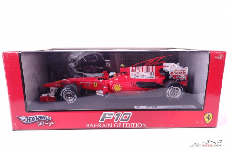 Model car Ferrari F10 Alonso 2010, 1:18 Hot Wheels | Tibormodel.com