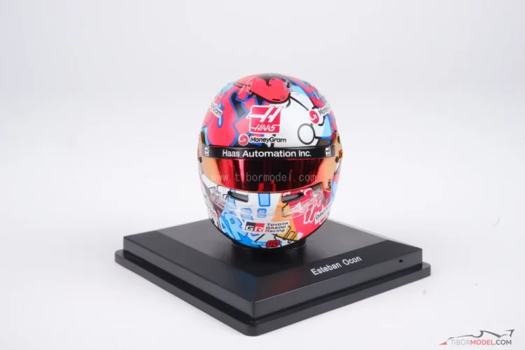 Esteban Ocon 2025 Miami GP mini helmet, Haas F1 Team helmet, 1:5 Spark