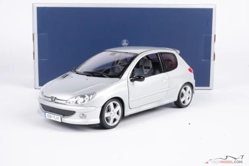 Model car Peugeot 206 silver, 1:18 Norev | Tibormodel.com