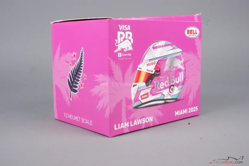 Liam Lawson 2025 VC Miami mini přilba, Racing Bulls, 1:2 Bell