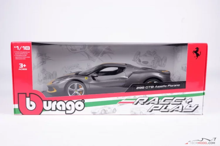 Ferrari 296 GTB Assetto Fiorano (2021) strieborné, 1:18 Bburago