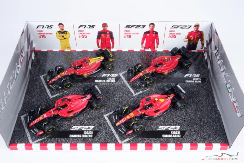 Ferrari Leclerc Sainz 2022-2023, ajándékcsomagolás, 1:43 BBurago