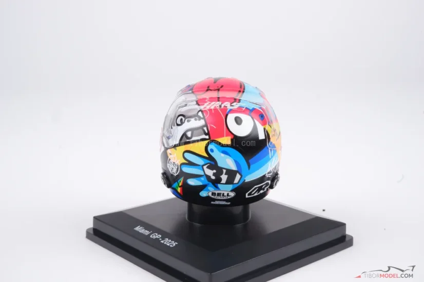 Esteban Ocon 2025 Miami GP mini helmet, Haas F1 Team helmet, 1:5 Spark