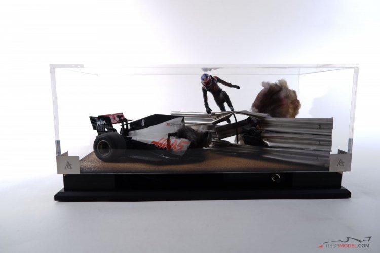 Diorama nehody Haas VF20 Romain Grosjean 2020, mierka 1:18