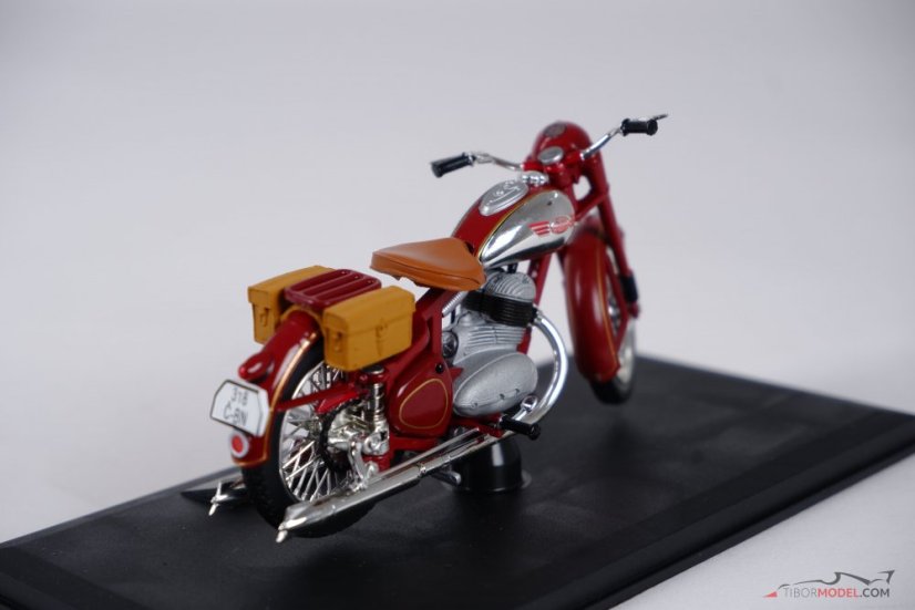 Jawa 350 Pérák oldaltáskákkal, bordó (1950), 1:18 Abrex