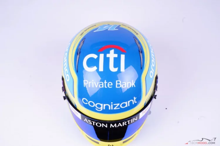 Mini prilba Fernando Alonso 2023 Aston Martin, 1:2 Bell
