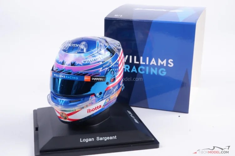 Casque Miniature Logan Sargeant Williams GP Miami 2023 - Spark 1/5 - Résine - Prévente
