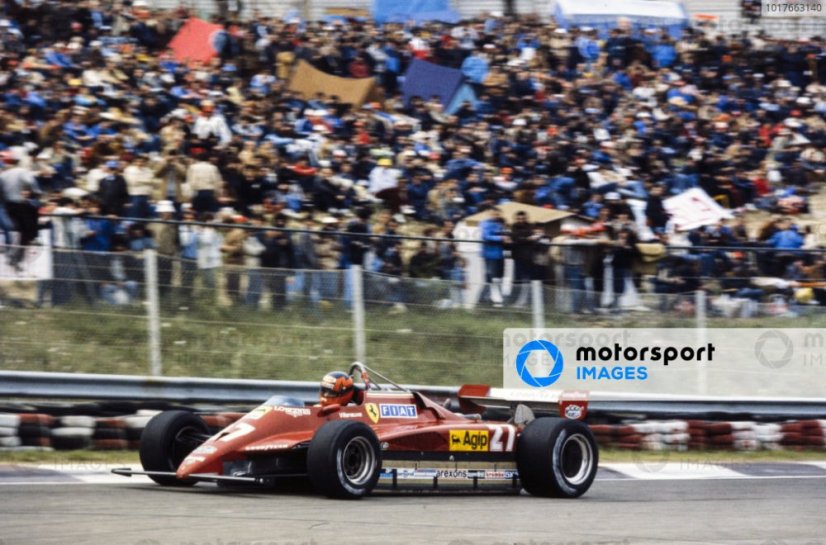 Ferrari 126C2 - Gilles Villeneuve (1982), 2. helyezett San Marino, pilóta figurával, 1:12 GP Replicas