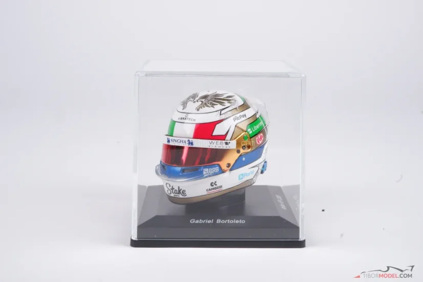 Gabriel Bortoleto 2025 Italian GP mini helmet, Sauber, 1:5 Spark