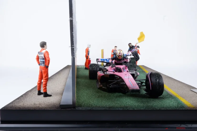 Dioráma Alpine A523 - Gasly & Ocon baleset 2023 Ausztrália, 1:18
