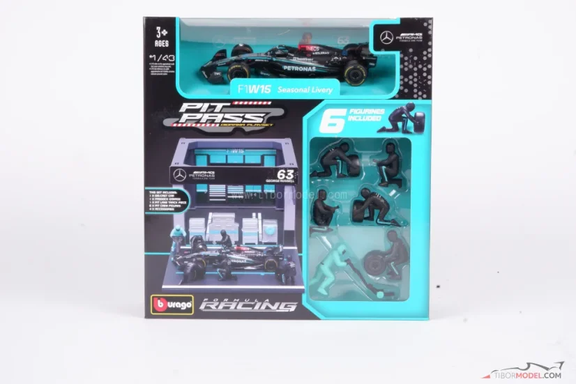 Pit Stop készlet Mercedes W15 George Russell (2024), 1:43 BBurago