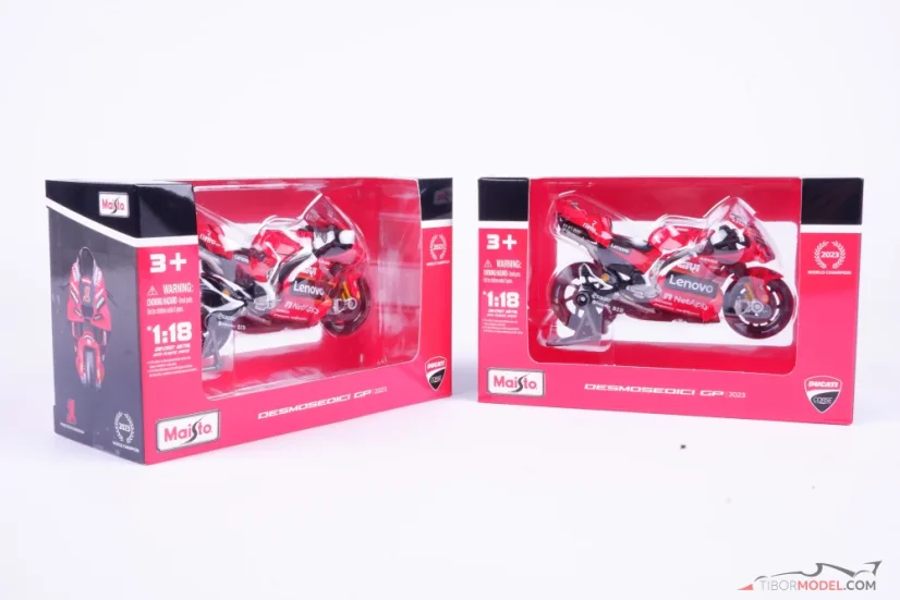 Ducati Desmosedici Bagnaia + Bastianini (2023), dvojbalení, 1:18 Maisto