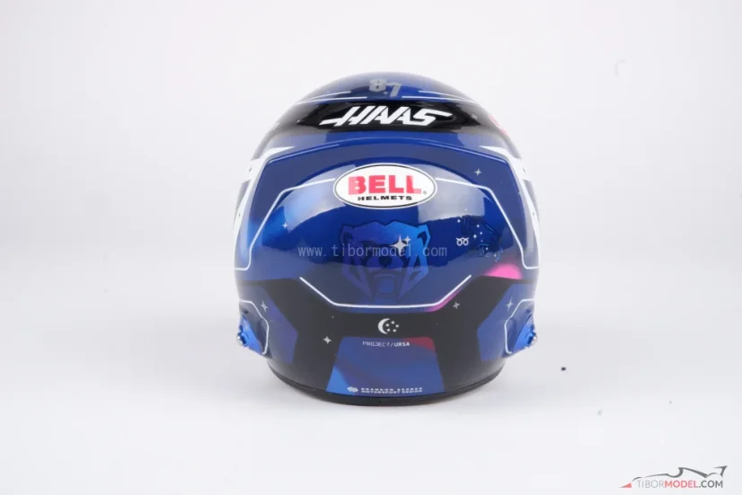 Oliver Bearman 2025 VC Singapuru mini přilba, Haas, 1:2 Bell