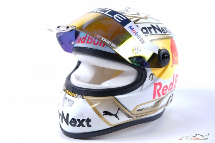 Max Verstappen 2022 fehér mini sisak, Oracle Red Bull Racing, 1:2 Schuberth