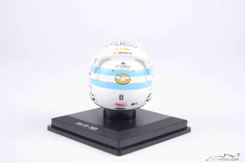 Franco Colapinto 2025 US GP mini helmet, Alpine F1 Team helmet, 1:5 Spark