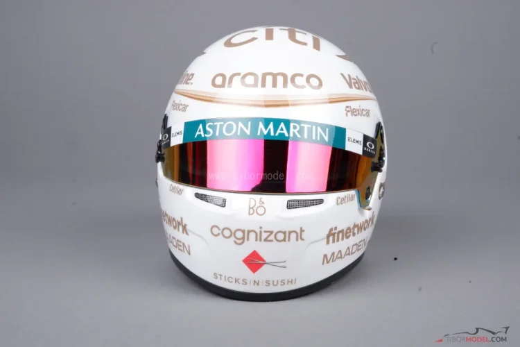 Fernando Alonso 2025 VC Číny mini prilba, Aston Martin, 1:2 Bell