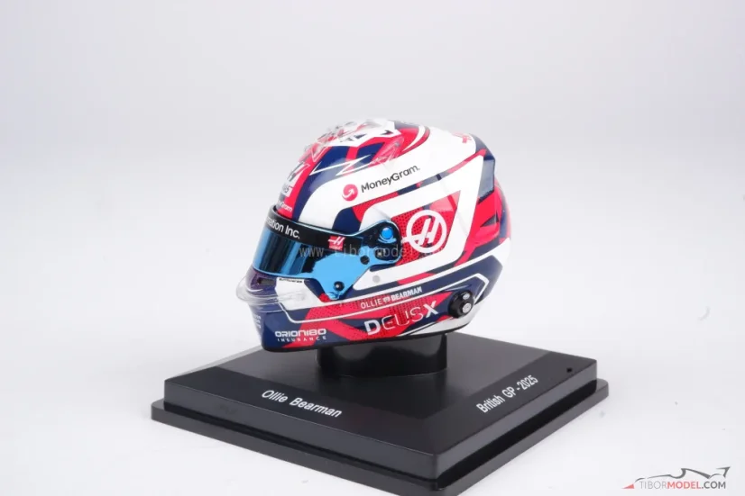 Oliver Bearman  2025 British GP mini helmet, Haas F1 Team helmet, 1:5 Spark