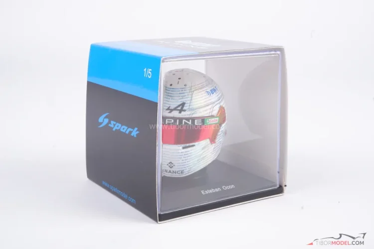 Esteban Ocon 2023, British GP Alpine helmet, 1:5 Spark
