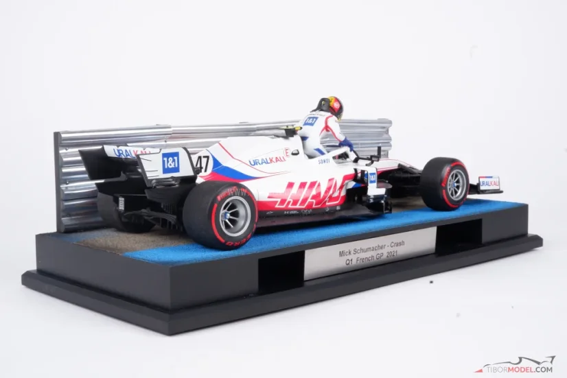 Diorama Haas VF-21 - Mick Schumacher nehoda 2021 Francie, 1:18